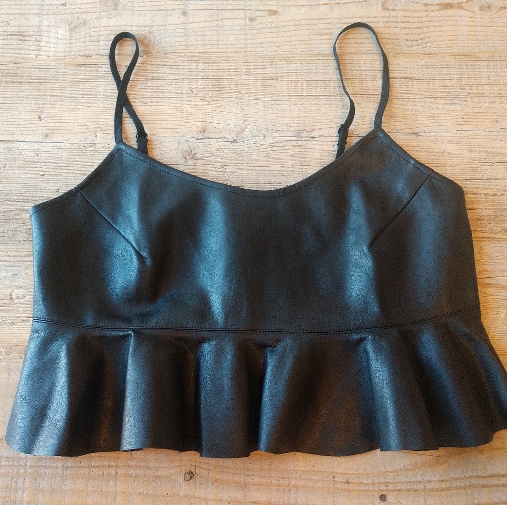 Urban Outfitters faux leather crop top.